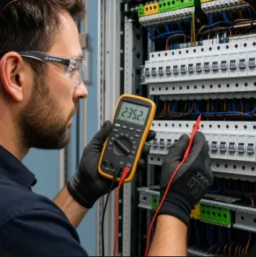 Profissional realizando manutenção elétrica